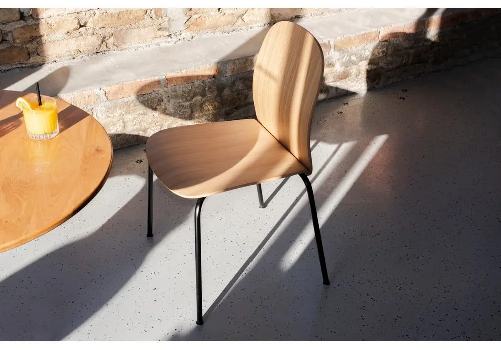 Hnedé/koňakovohnedé stohovateľné jedálenské stoličky v súprave 2 ks v dekore orecha Book – Gazzda