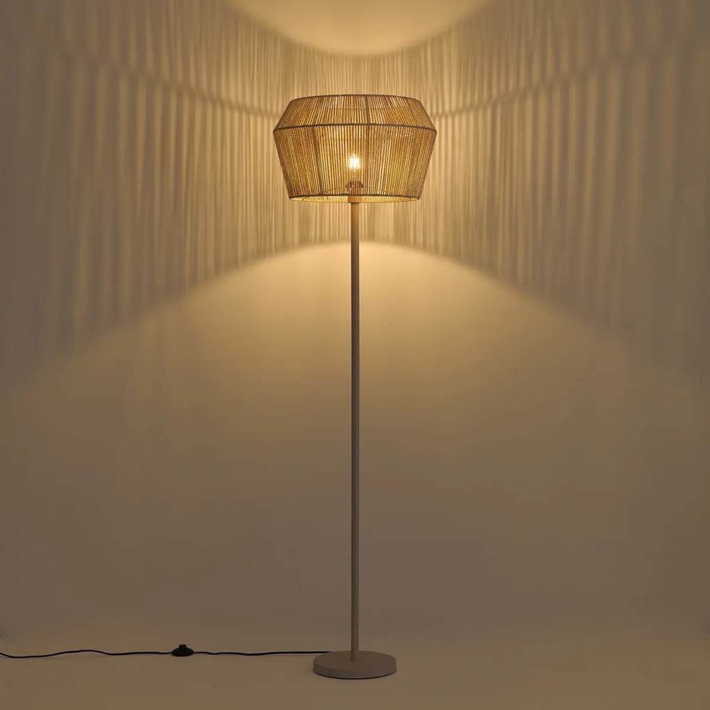 Stojaca lampa béžová s tienidlom z papierového lana 50/50/30 - Simplo