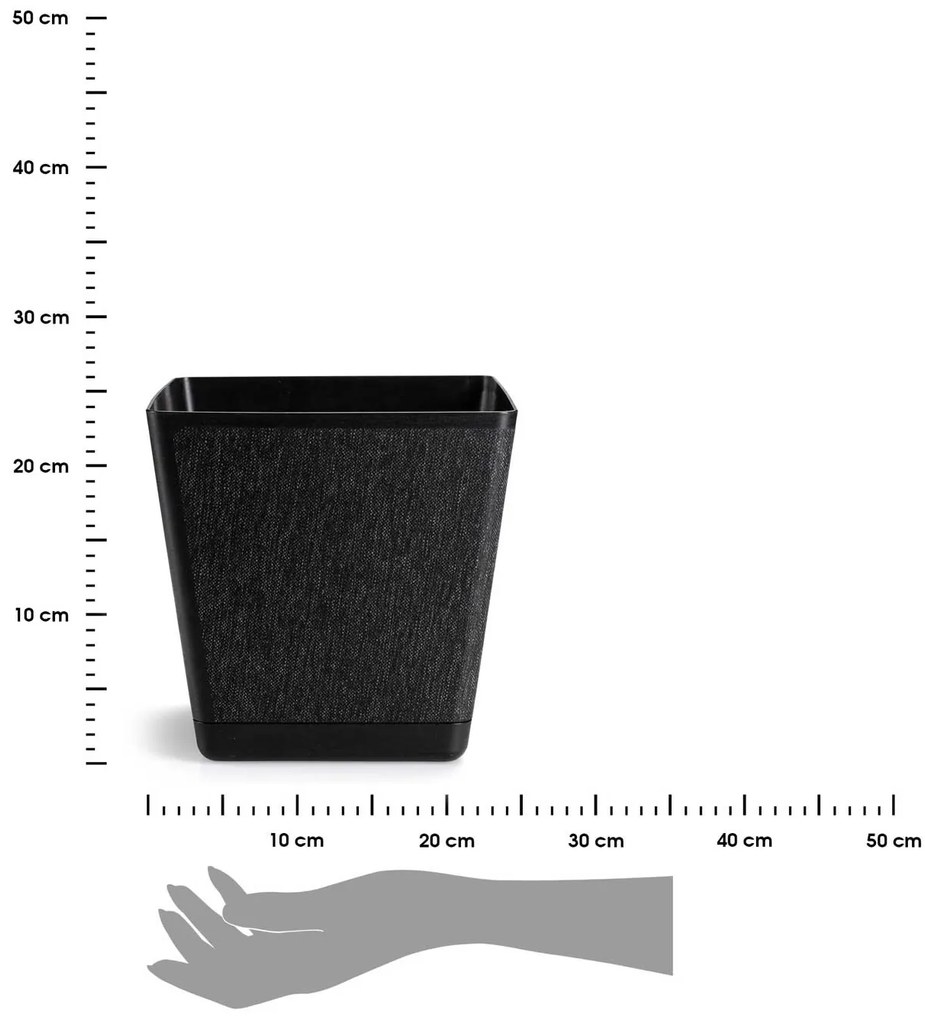 PLASTOVÝ KVETINÁČ PILEA TX 24X24 CM ČIERNA