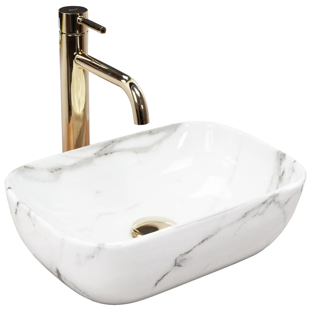 Rea Belinda Mini Shiny Aiax, umývadlo na dosku 36,5x25x11,5 cm, imitácia kameňa, REA-U6505