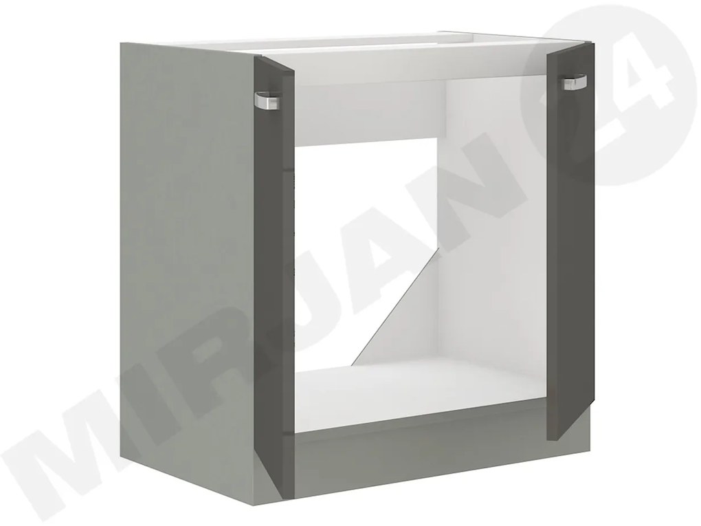 Skrinka pod drez Multiline 80 ZL 2F BB, Farby: šedý / biely lesk, Drez: áno