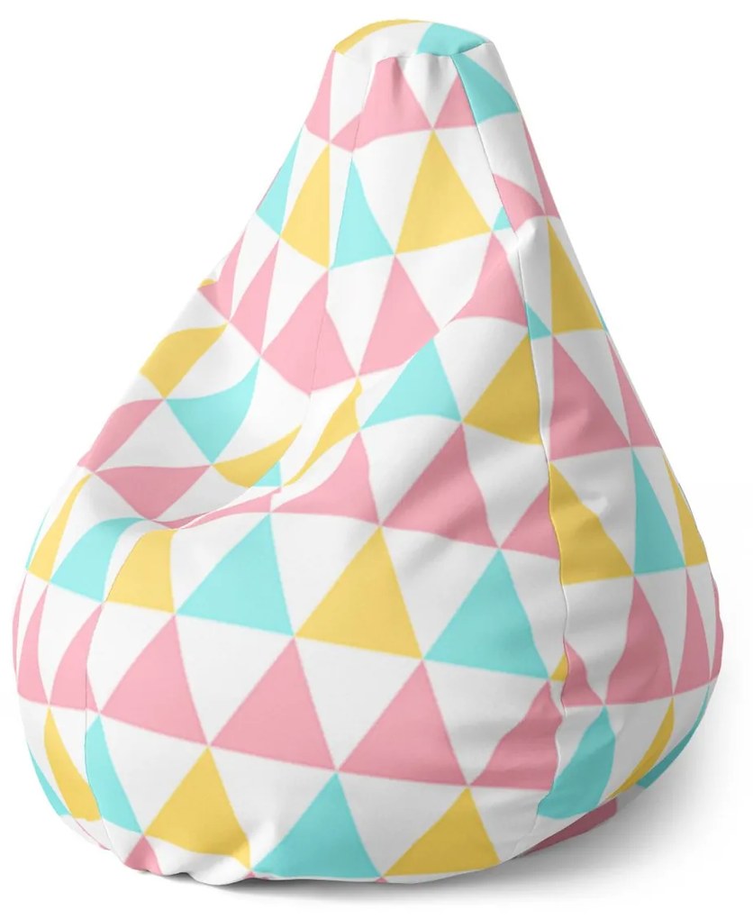 Sablio Sedací vak Pear Trojfarebné Trojuholníky - 140 x 100 x 25 cm