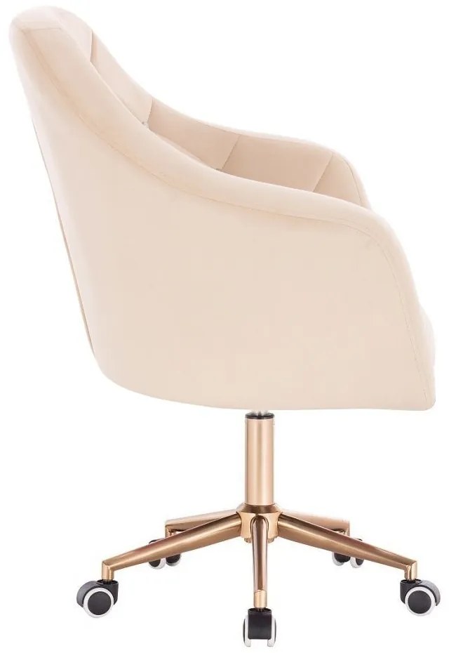 LuxuryForm DESIGN Kreslo ROMA VELUR na zlatej podstave s kolieskami - krémové