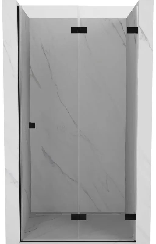 Mexen, Mexen Lunar-F pravé skladacie sprchové dvere 95 cm, priehľadné, čierne - 836-095-000-70-00-P