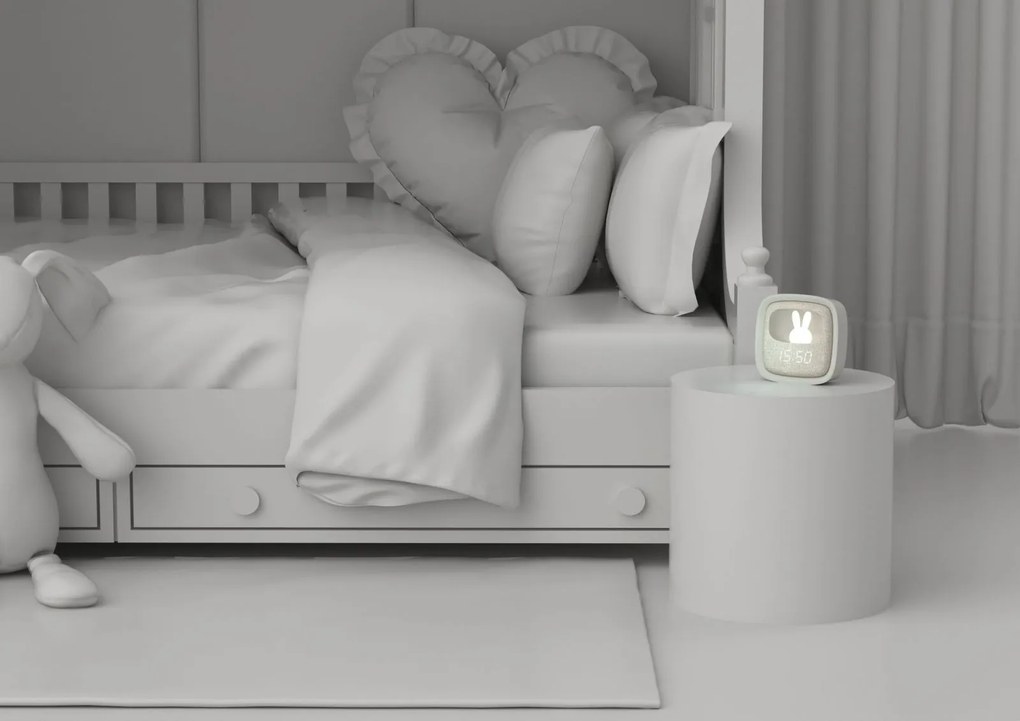 Budík a nočné svetlo – MOB Billy Clock and light – Grey