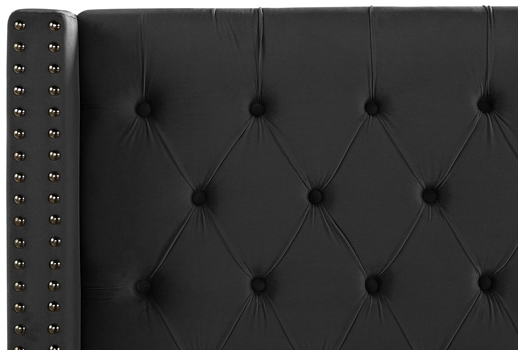 Zamatová posteľ 180 x 200 cm čierna LUBBON Beliani
