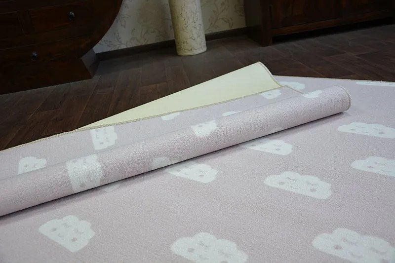Detský protišmykový koberec CLOUDS ružový - 100x150 cm