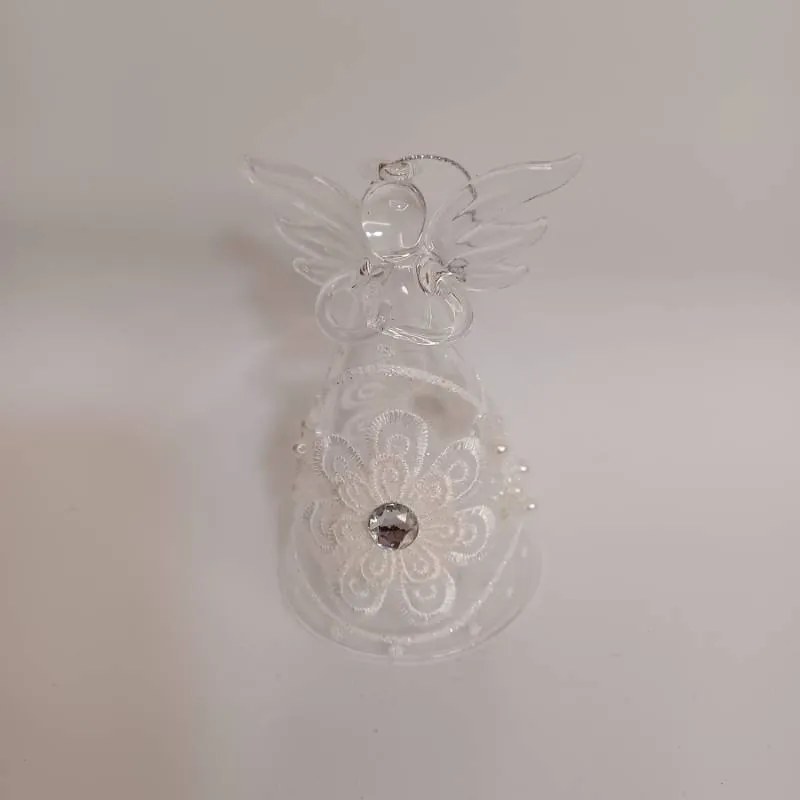 DECOLED Skleněný anděl, 7 x 11 cm