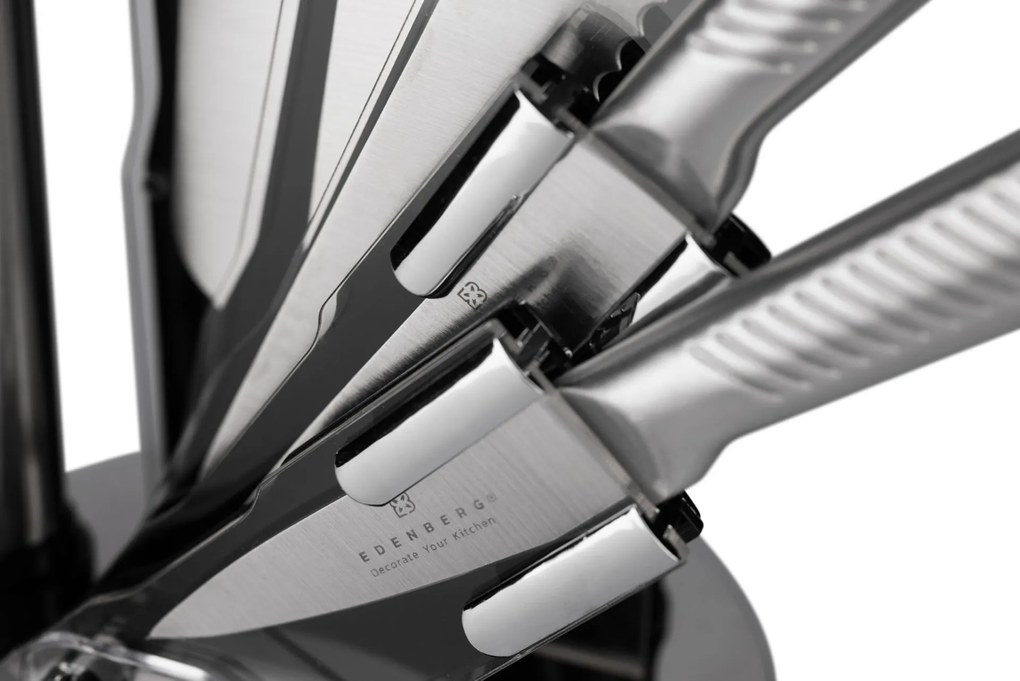 8 dielna sada nožov v otočnom stojane v oceľovej farbe