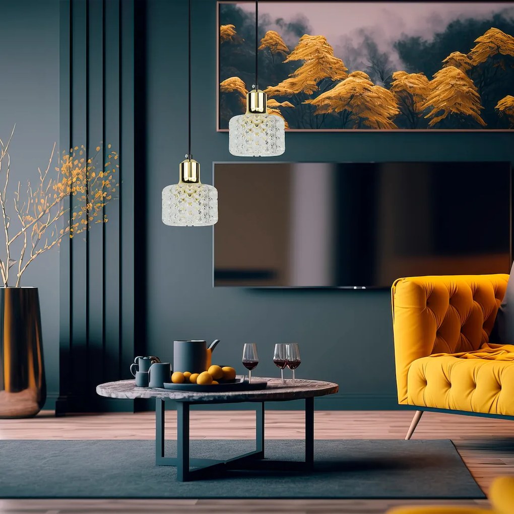 Závesné svietidlo Lumi, 1x transparentné akrylové tienidlo, b/g