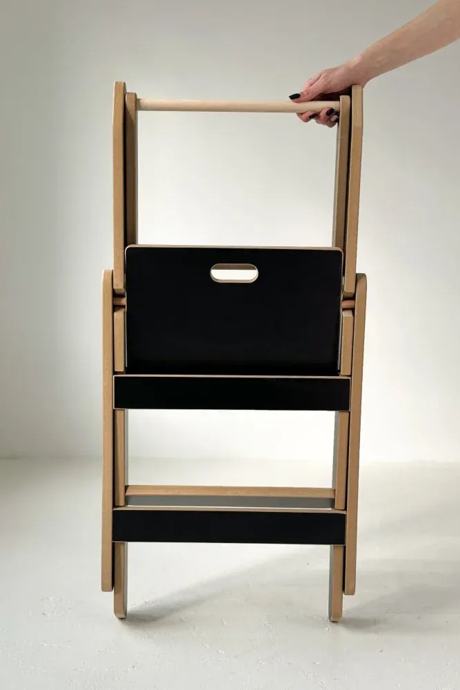 Učiaca montessori detská veža skladacia čierna