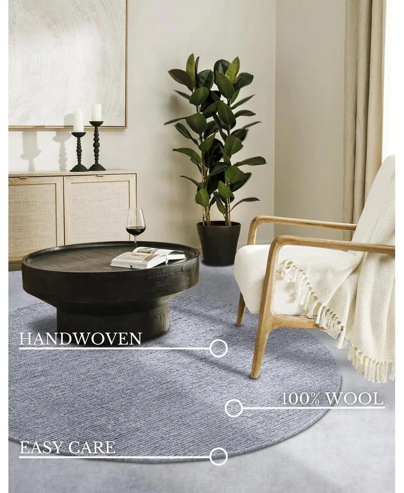 Sivý ručne tkaný vlnený okrúhly koberec ø 160 cm Francois – Villeroy&amp;Boch