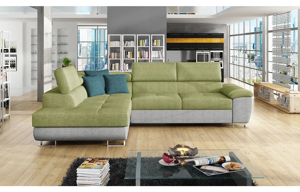Rohová sedačka Alvin, Dostupné poťahy: ekokoža Soft 017 + Uttario Velvet 2971 + Kronos 02, Strana: ľavá