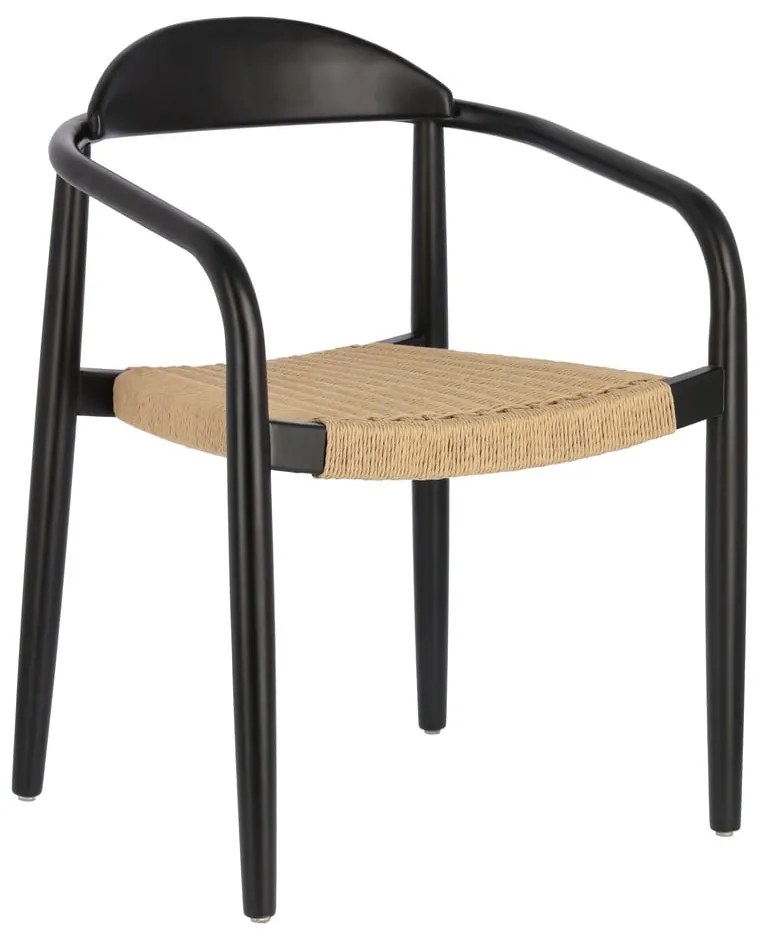 Béžovo-čierna záhradná stolička z eukalytového dreva Kave Home Glynis