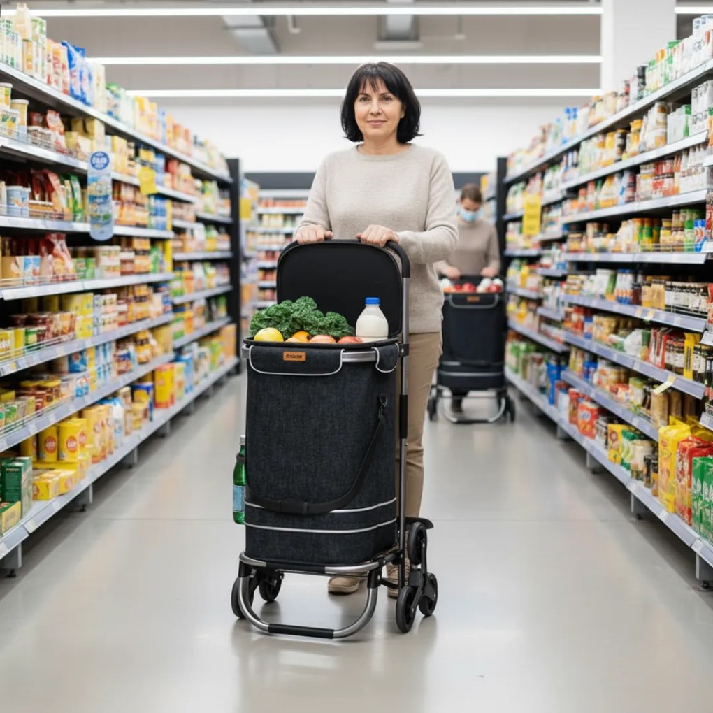 Jurhan Nákupná taška na kolieskach do schodov COMFORT, 50l,  čierna