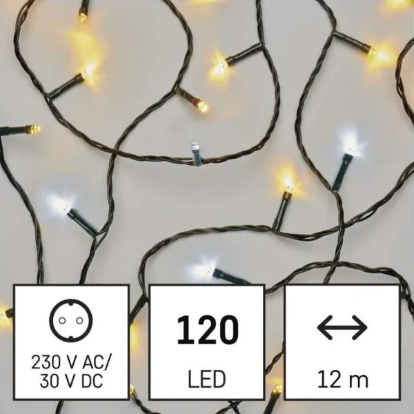 LED Vianočná vonkajšia reťaz 120xLED/2 funkcie 17m IP44 teplá/studená biela