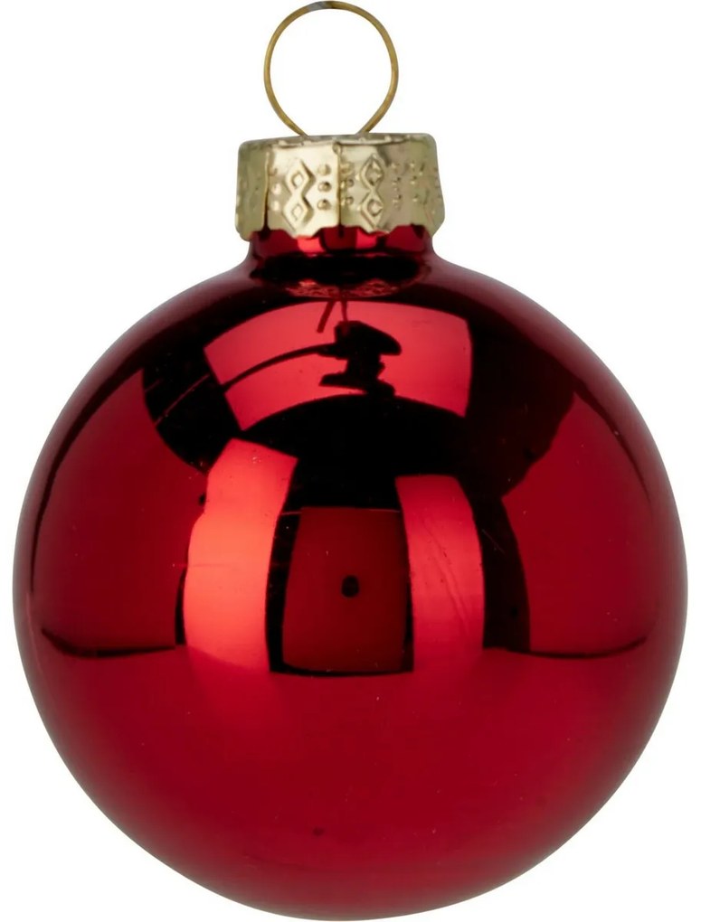 Set 16 vianočných ozdôb Crystal Harmony, červená, pr. 5 cm, sklo
