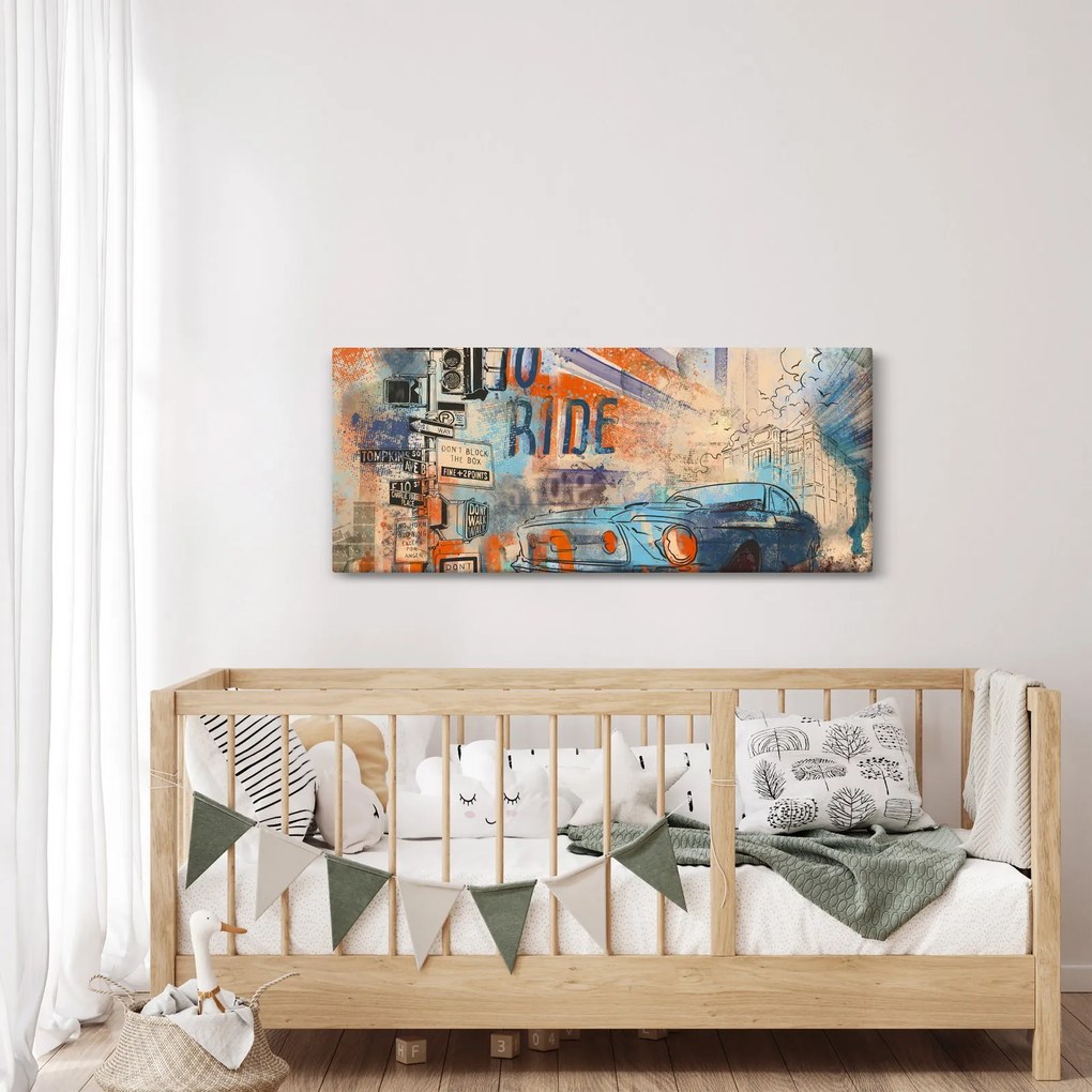 Obraz - Zrodený na jazdu (120x50 cm)