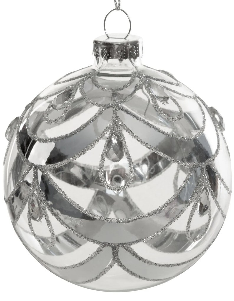 SKLENENÁ VIANOČNÁ BANKA NA STROMČEK SADA 4 KS (FI) 8 CM VZOROVANÁ