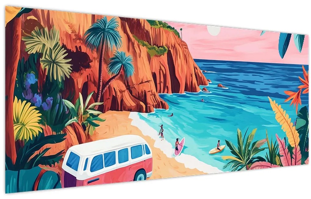 Obraz - Karavan pri oceáne (120x50 cm)