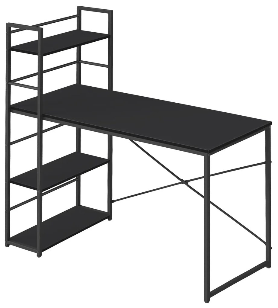 Písací stôl MAX 4.0 SONOMA s regálom 120x44 cm, čierny