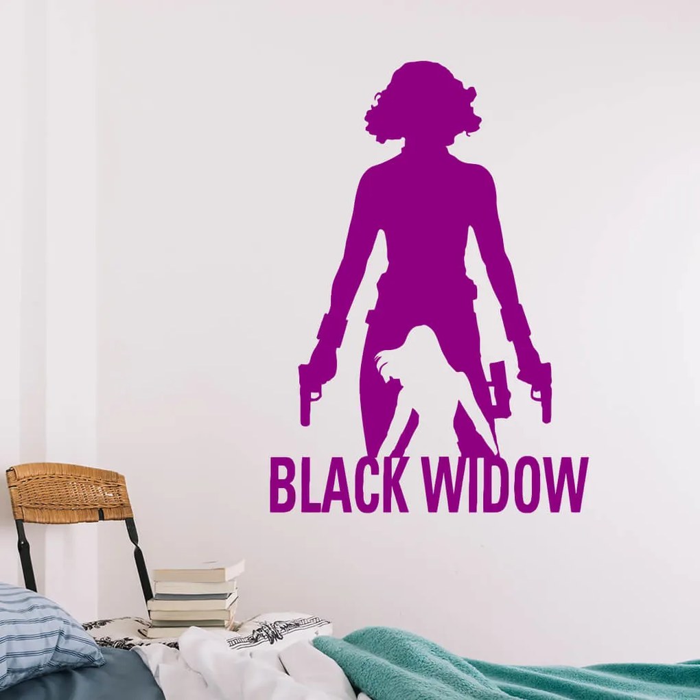 Veselá Stena Samolepka Black Widow silueta Farba: fialová, Veľkosť: 60 x 85 cm