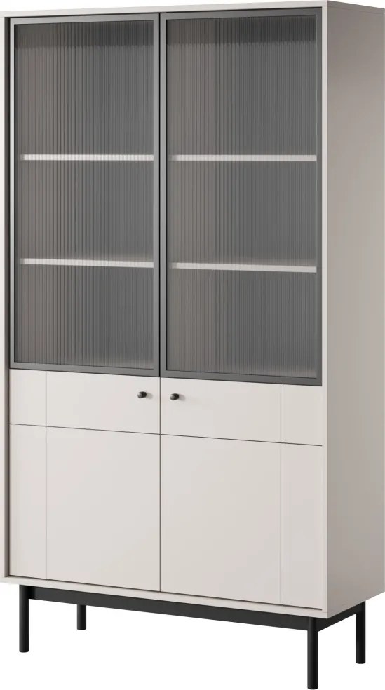 Vysoká vitrína Japandi, 104 cm, béžová kašmír