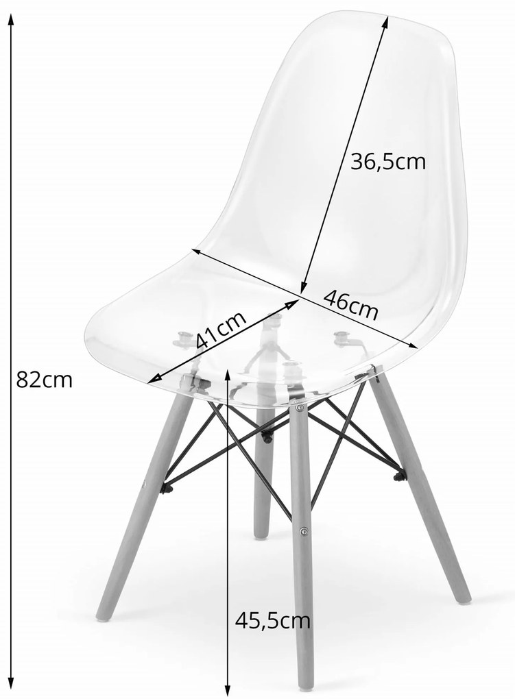 Stolička OSAKA transparentná / prírodné nohy x 3 9401800000