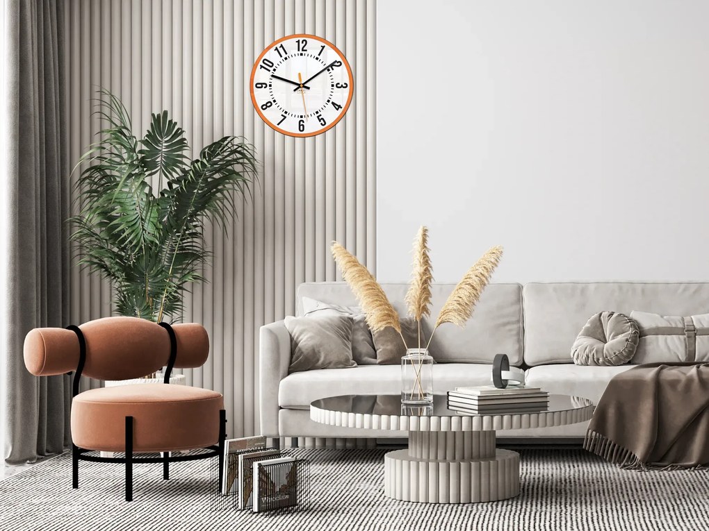 Nástenné hodiny Oskar 30 cm biele/oranžové
