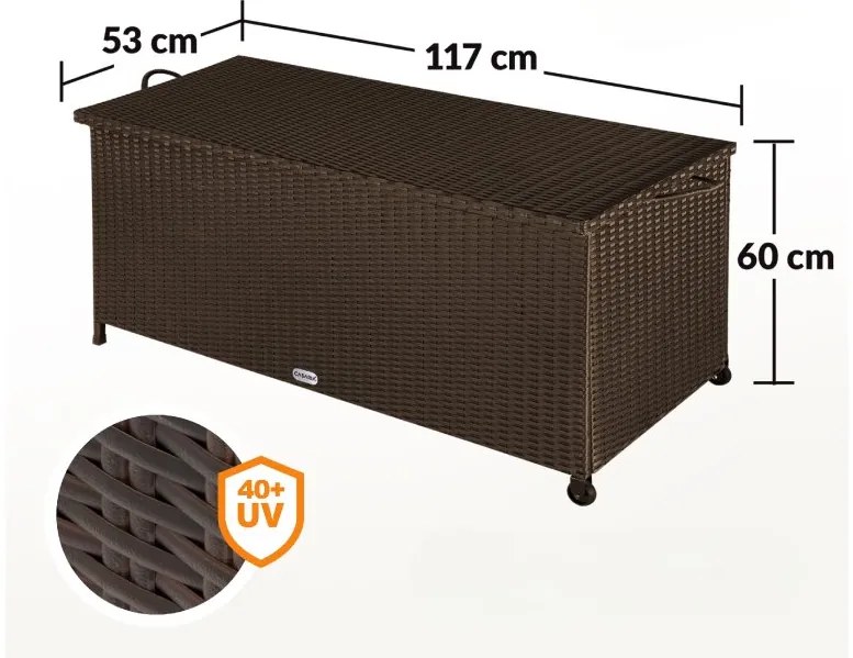 InternetovaZahrada Úložný box s kolieskami 370 L - hnedý