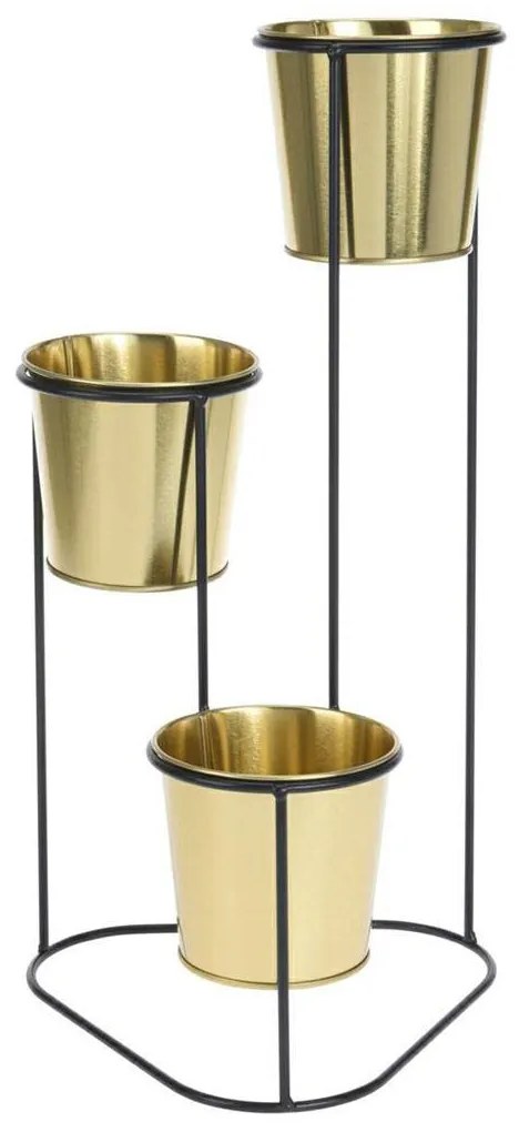 KOVOVÝ KVETINÁČ SO STOJANOM GOLD 46,5X23,5 CM ZLATÁ/ČIERNA