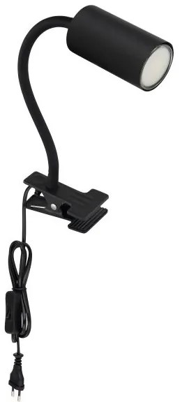 Globo 57911KB - Flexibilná lampa s klipom ROBBY 1xGU10/25W/230V čierna