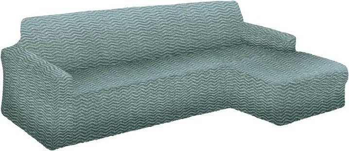 Bielastické poťahy CRISTINA mätová sedačka s otomanom vpravo (š. 170 - 300 cm)