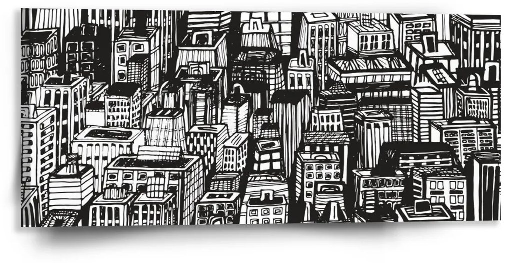 Sablio Obraz Kreslené mrakodrapy - 110x50 cm