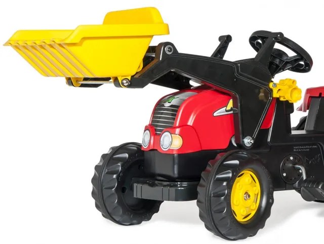 Šlapací traktor s prívesom a lyžicou Rolly Toys 023127 červený