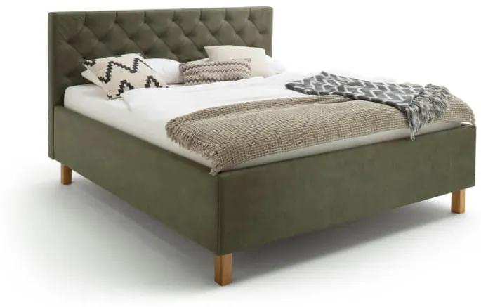 Čalúnená posteľ kartika s úložným priestorom 180 x 200 cm zelená MUZZA