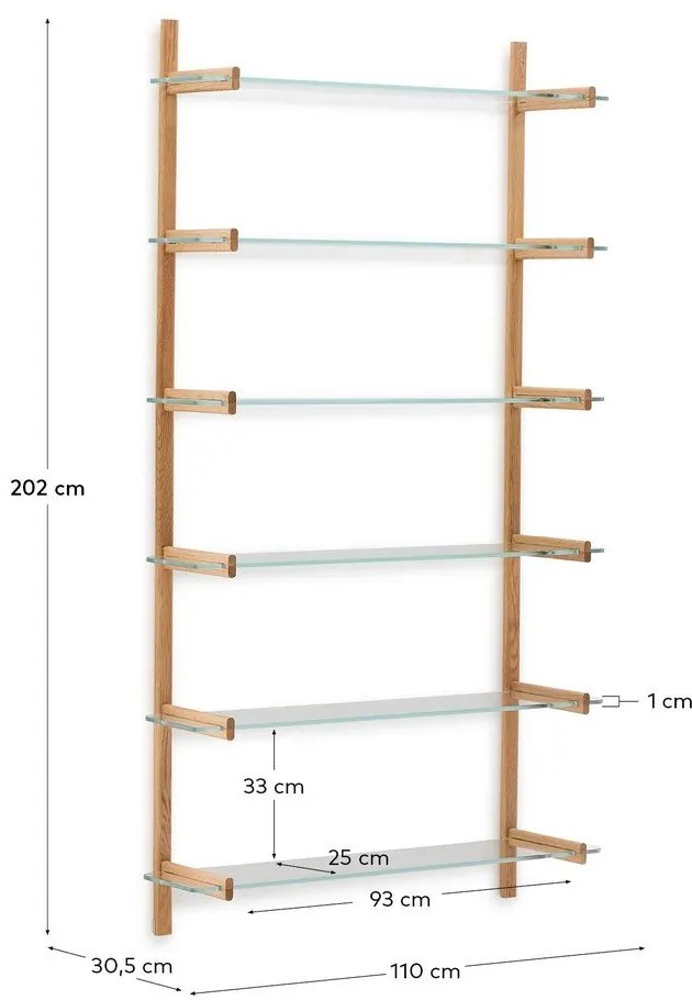 Sklenený modulárny policový systém v prírodnej farbe 110x202x30,5 cm Sitra – Kave Home