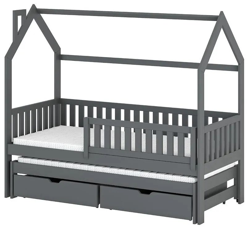 Posteľ Domček  Monkey 90x200 grafit