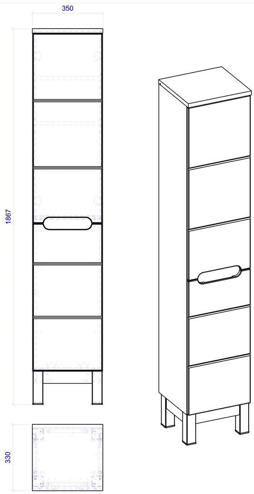 Kúpeľňová stojaca skrinka BALI biela - vysoká s košom na bielizeň