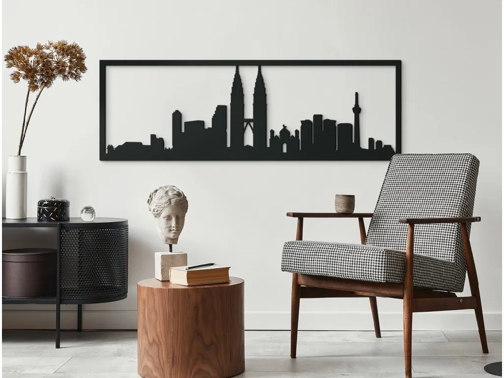 drevko Obraz Kuala Lumpur panoráma Rozmer obrazu: 29,5 x 89 cm, Farba dekorácie: Čierna