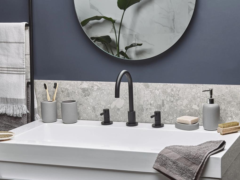 4-dielna keramická súprava kúpeľňových doplnkov sivá RENGO Beliani