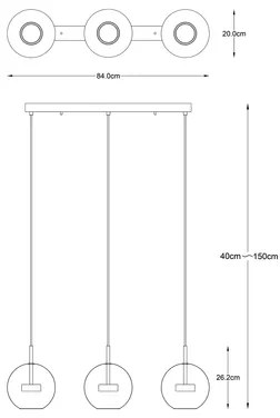Závesné LED svietidlo ENCELADUS 3 gule zlaté