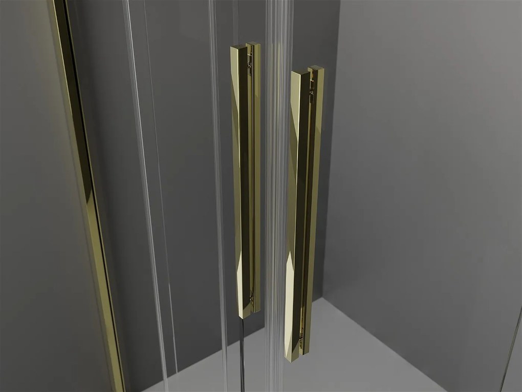 Mexen Velar Duo, sprchový kút s posuvnými dverami 100(dvere) x 90(dvere) cm, 8mm číre sklo, zlatý lesklý profil, 871-100-090-02-50