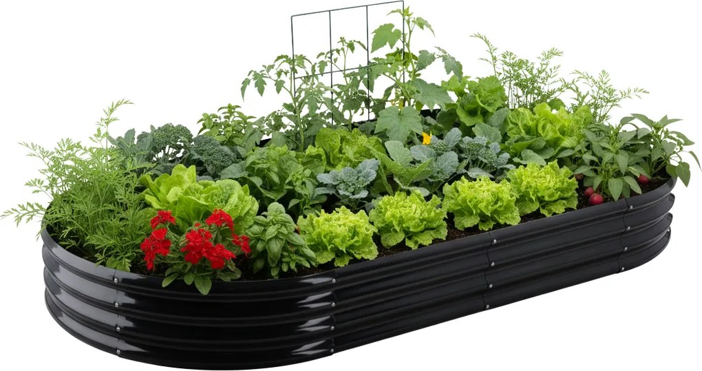Garden Line ZÁHON NA ZELENINU A KVETINY 240 × 120 × 30 CM, OVALNÝ, ANTRACITOVÝ