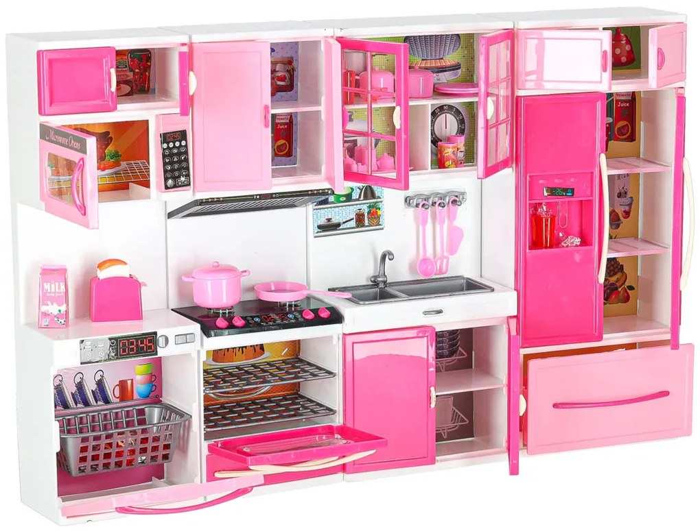 KIK Kuchynka s nábytkom pre bábiky LED zvuky