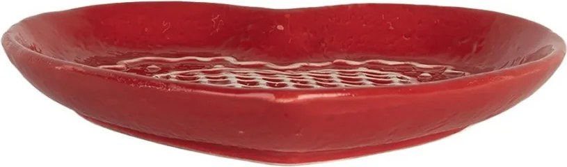 Červený keramický tanierik srdca Gingerbread Cott - 17*17*3 cm