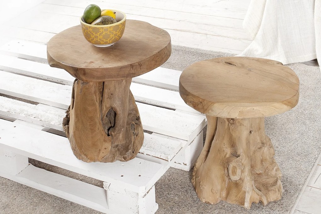 Bighome - Príručný stolík/taburetka TOOR 40 cm - prírodná