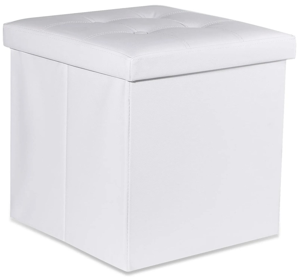 Biely skladací taburet ZAREX L z ekokože