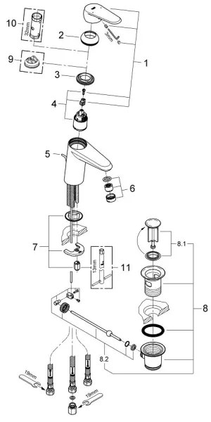 GROHE 33177002 - Umývadlová batéria EURODISC COSMOPOLITAN DN 15 lesklý chróm