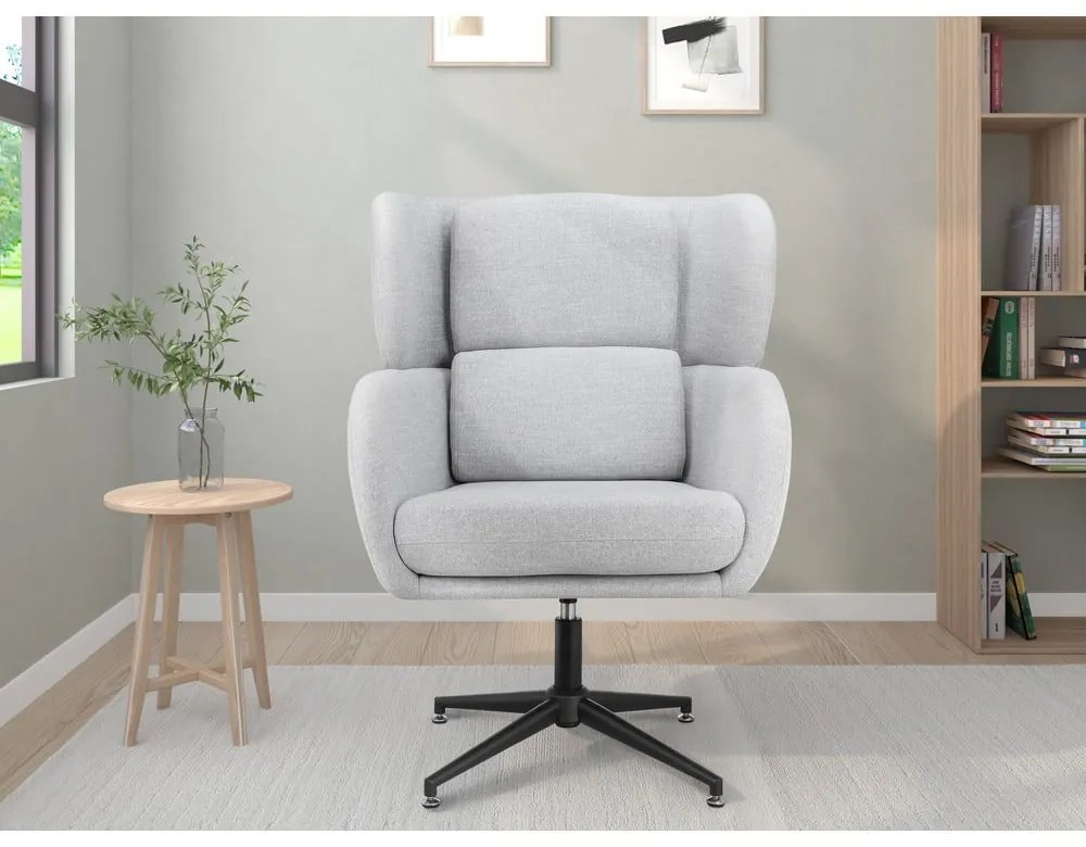 Svetlosivé zamatové kreslo ušiak Vanessa – Støraa